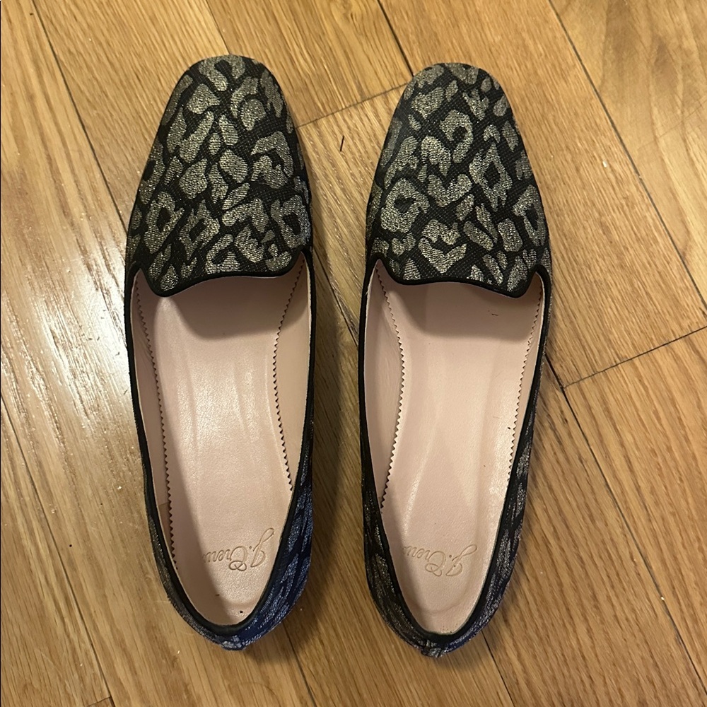 J.Crew Metallic Leopard Print Smoking Slipper / Loafer - Picture 3 of 5